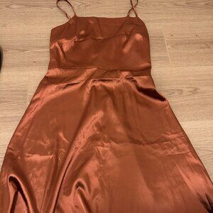 Dee Elly, Orange Satin Dress, Size S